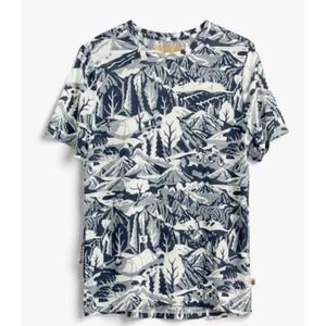 Fjallraven x Specialized Wool T-Shirt Womens Medium Landscape Print Navy White